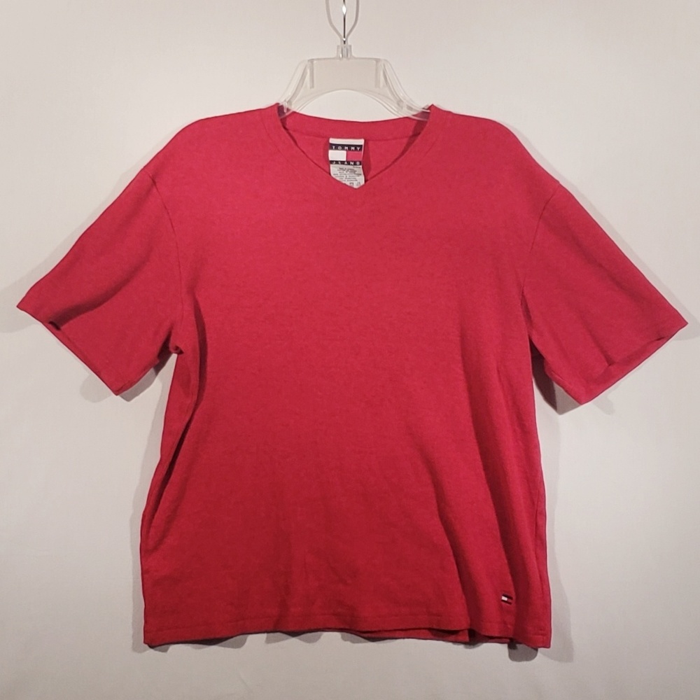 Vintage Tommy Hilfiger red v-neck ribbed medium